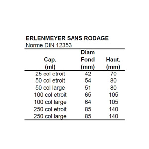 ERLENMEYER 25ML COL ETROIT