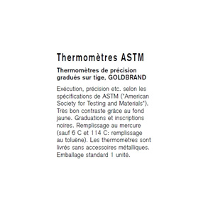 THERMOMÈTRE ASTM - N° ASTM 7 C - 