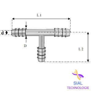 Raccords forme T Diam. Int 7mm