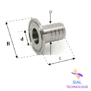 Ferrule clamp cannelée Diam. Int. 5mm + Clamp 50,5mm